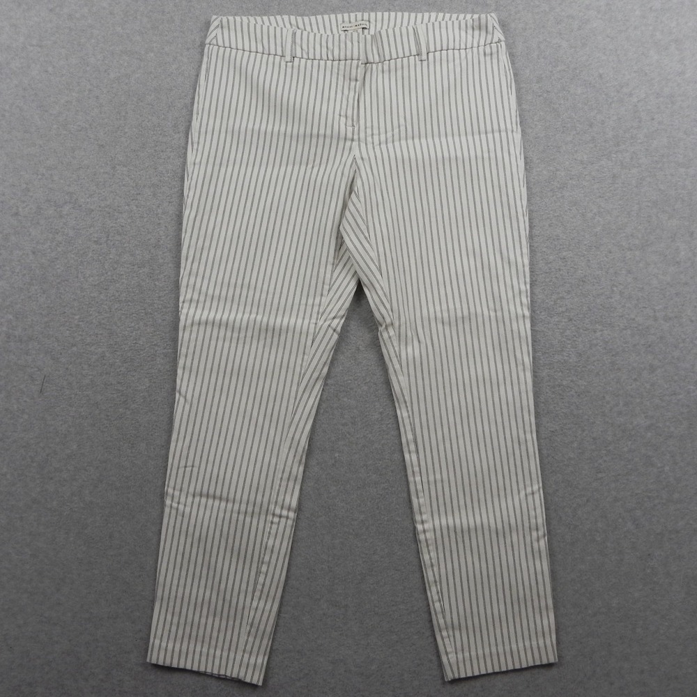 Mercer & Madison Pants Womens 10 Ankle Tapered Slim Leg Stretch White Striped